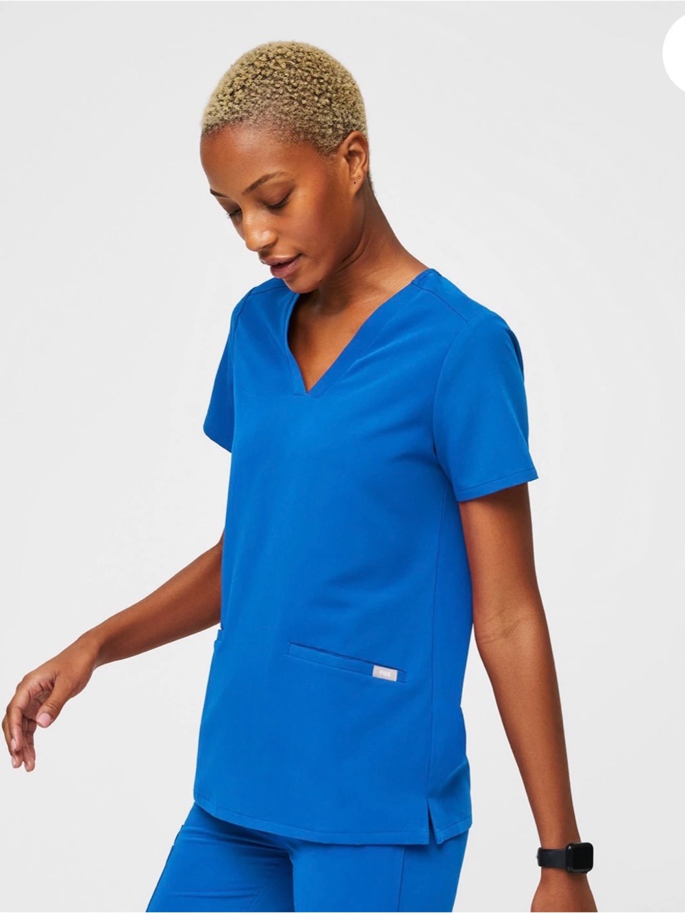 Figs Royal Blue Casma™ - Three-Pocket Scrub Top - S